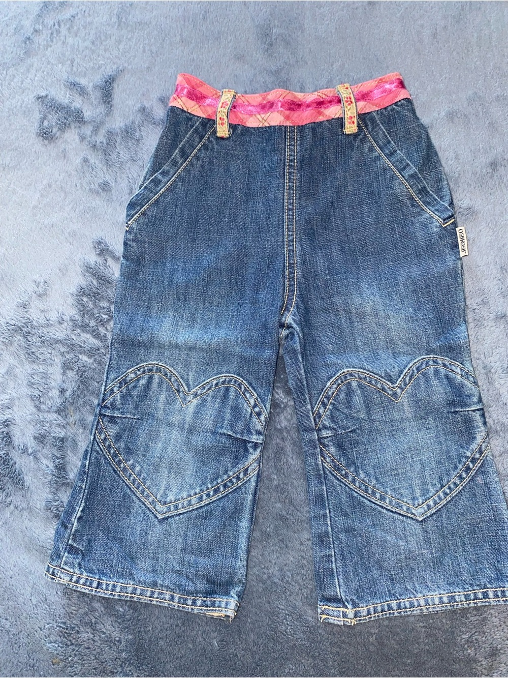 Oshkosh B’gosh Vintage Y2K Denim Heart-Knee Jeans, sized 12 months